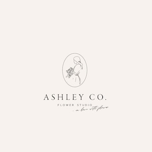 Florist logo Female floral logo design Floral company logo Flower farm logo Girl flowers logo Branding logo Hand-drawn logo Minimalist logo