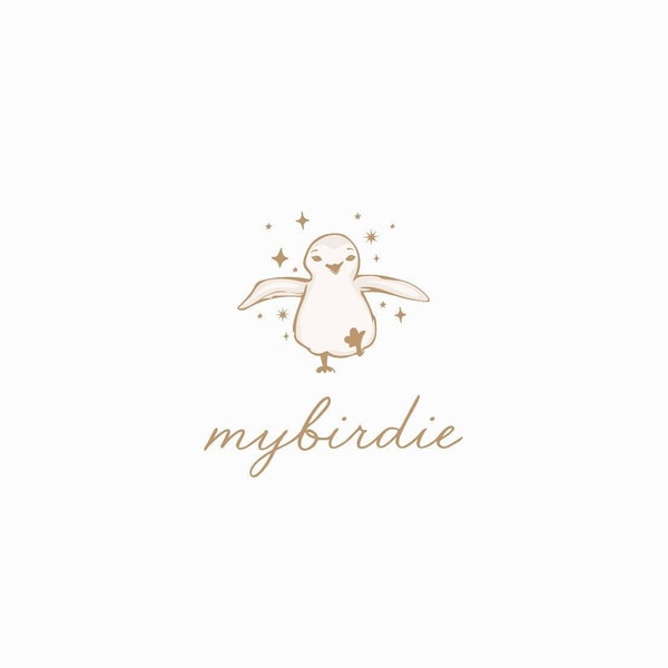 My birdie. Bird logo design Chick logo nestling logo Holistic logo design Baby clothes logo Hand drawn bird - Premade one of a kind logo