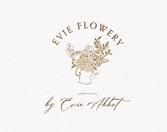 Flower logo Flower bouquet logo Florist logo design Florist brand logo Feminine logo Botanicals design - hand drawn logo - premade logo