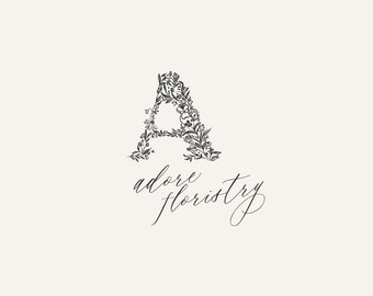Floral logo Flower logo Premade florist logo A letter logo Branding logo Hand-drawn logo Monogram logo for florist or flower shop