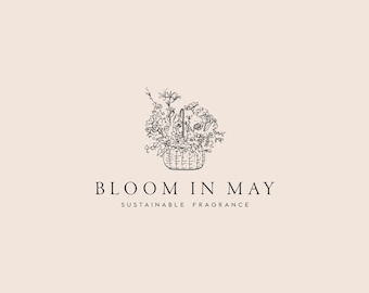 Flower basket logo Floral logo Farm flower logo Premade florist logo Branding logo Sketchy floral logo for a florist or flower shop