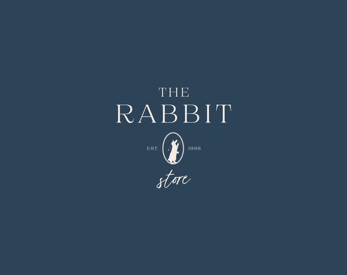 Rabbit Logo, Bunny Logo, Minimal Serif Logo With Rabbit Drawing, Animal ...