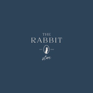 Rabbit logo, Bunny logo, Minimal Serif Logo with Rabbit drawing, Animal logo, Animal farm logo design, Pet logo, Premade bunny logo Store