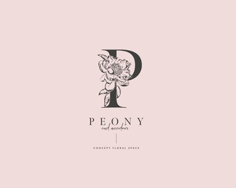 Photography logo, Premade logo design, Flower business logo, Florist logo, Branding logo, Flowers logo, Peony logo, Floral monogram logo