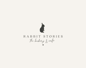 Rabbit logo Premade logo Stamp logo Vegan Logo Organic Logo Minimalist Logo Bunny Logo design Hare logo