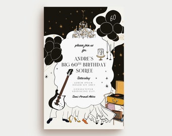 Diseño de invitación a evento personalizado, diseño de invitación de boda, invitación a cena de cumpleaños, ilustración de fiesta, invitación dibujada a mano, digital