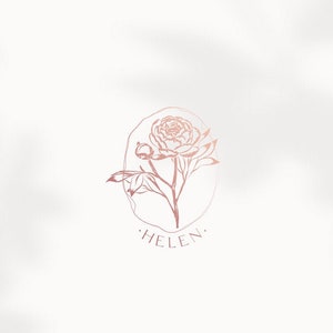 Design de logotipo de peônia Logotipo de monograma de flor Logotipo de letra H Logotipo natural Logotipo orgânico Logotipo de florista desenhado à mão - Logotipo único