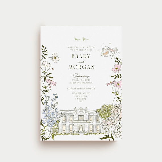Elegant  Wedding Invitation - Unique Custom Design for Your Special Day