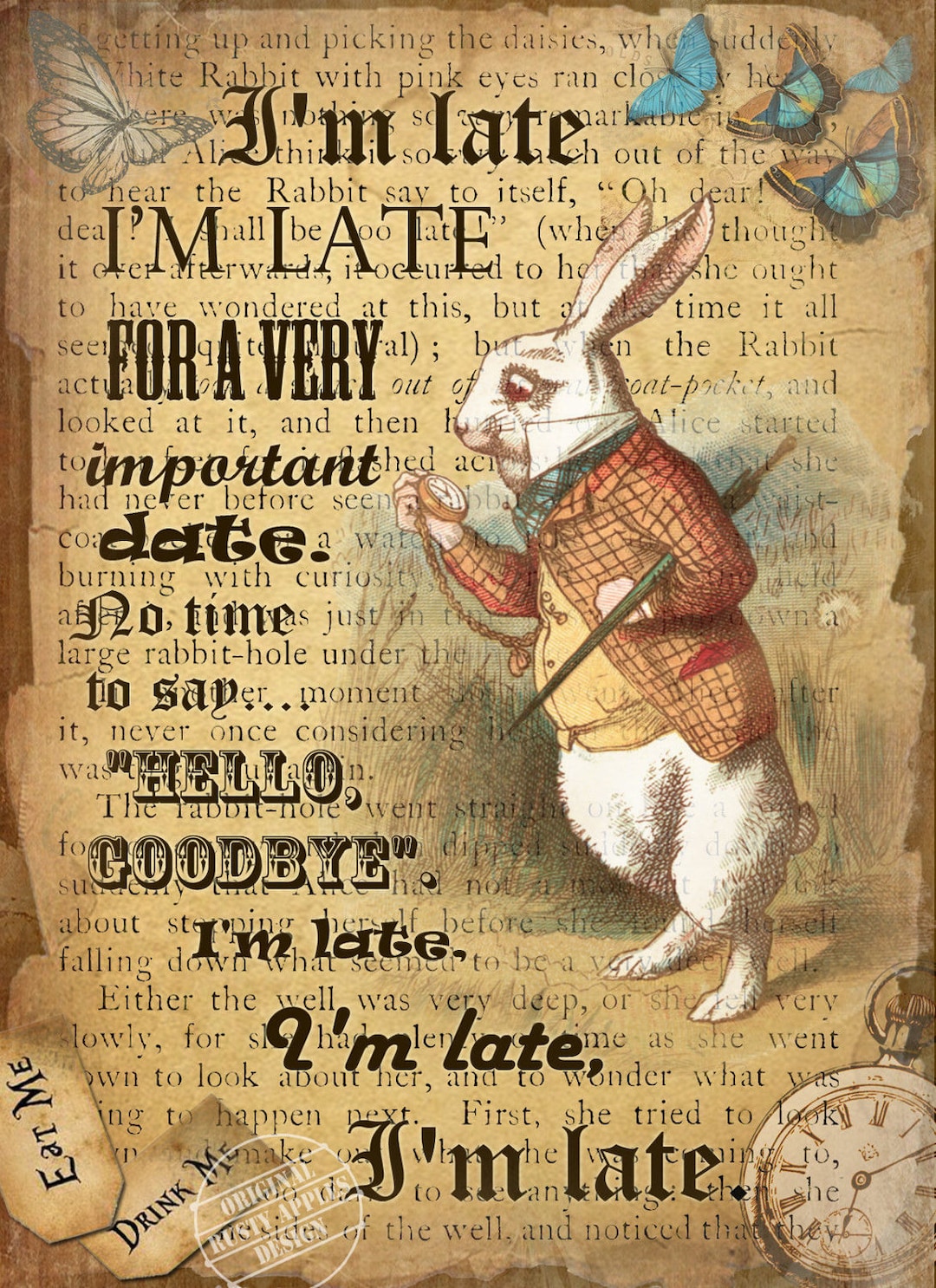 Alice in Wonderland the White Rabbit Vintage Retro Style Metal Sign Choose  Your Own Size - Etsy, image size:1080x1486