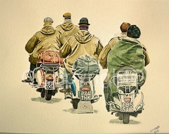 Mods In Clacton Vespa's & Lambretta's Nostalgic 1960's Metal Sign Home Decor Lovely Gift