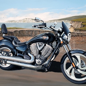 Victory Vegas 8 Ball iconische Motorbike Metal Wall Art 3 maten om uit te kiezen