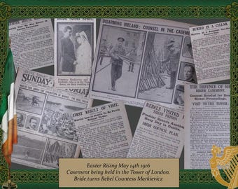 Ireland Easter Rising 1916 Plunkett and Grace Gifford Marries, Thomas Clarke and Seán Mac Diarmada Executed Rare Newspaper