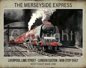 Merseyside Express Departing Liverpool Lime St To London Euston Metal Wall Art 3 Sizes To Choose From