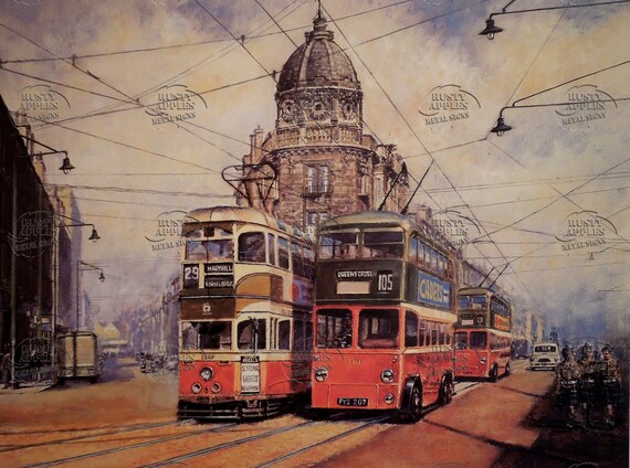 HOME DECOR MANCAVE GREAT GIFT NEWCASTLE THE ICONIC 1966 TROLLEY BUS METAL SIGN