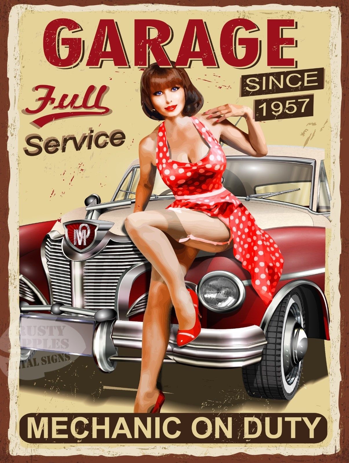 Garage Pin-Up Mechaniker Vintage Stil Metall Zeichen Home | Etsy