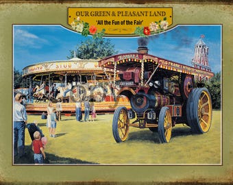 All The Fun Of the Fair  Nostalgic Scene  Metal Wall Art 3 Sizes To Choose From