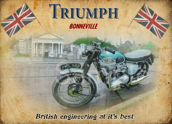 2 SIZES TO CHOOSE FROM TRIUMPH  VINTAGE SPEED-TWIN 1951 MOTORCYCLE  METAL SIGN