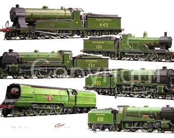 Top Links Southern Railways Steam train Montage Metal Wall Art  3 Sizes To Choose From