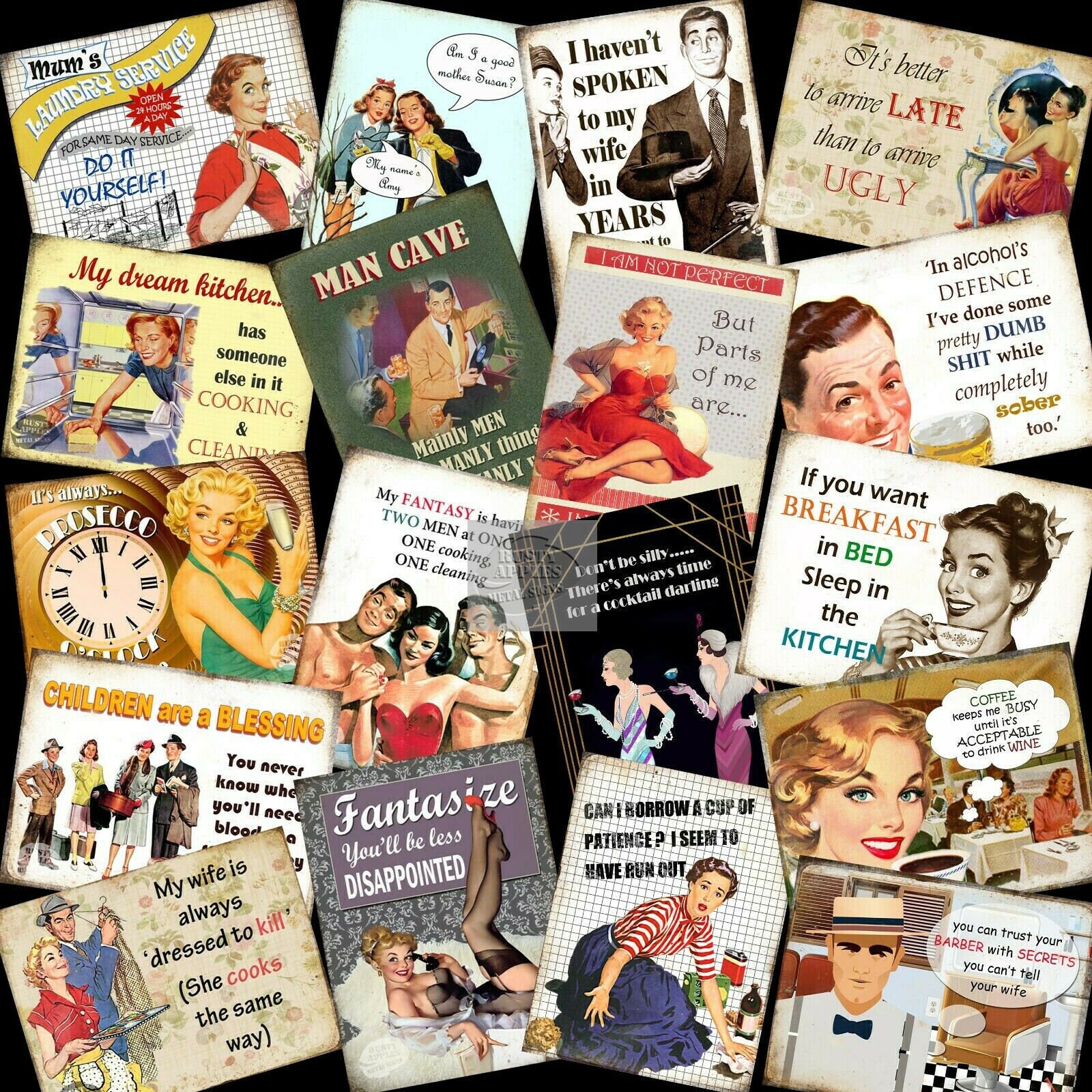 Funny Humorous Retro Exclusively Designed   Metal Sign 9 Different Images Available 3 Sizes To Choose From Lovely Gift Set-1