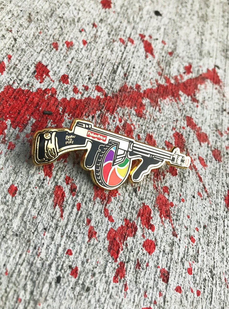 Gold Hard Enamel Pin Tommy Machine Gun Enamel Pin Fisher Etsy
