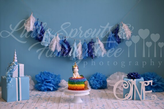 Unicorn Digital Cake Smash Set Backdrop Background For First Etsy