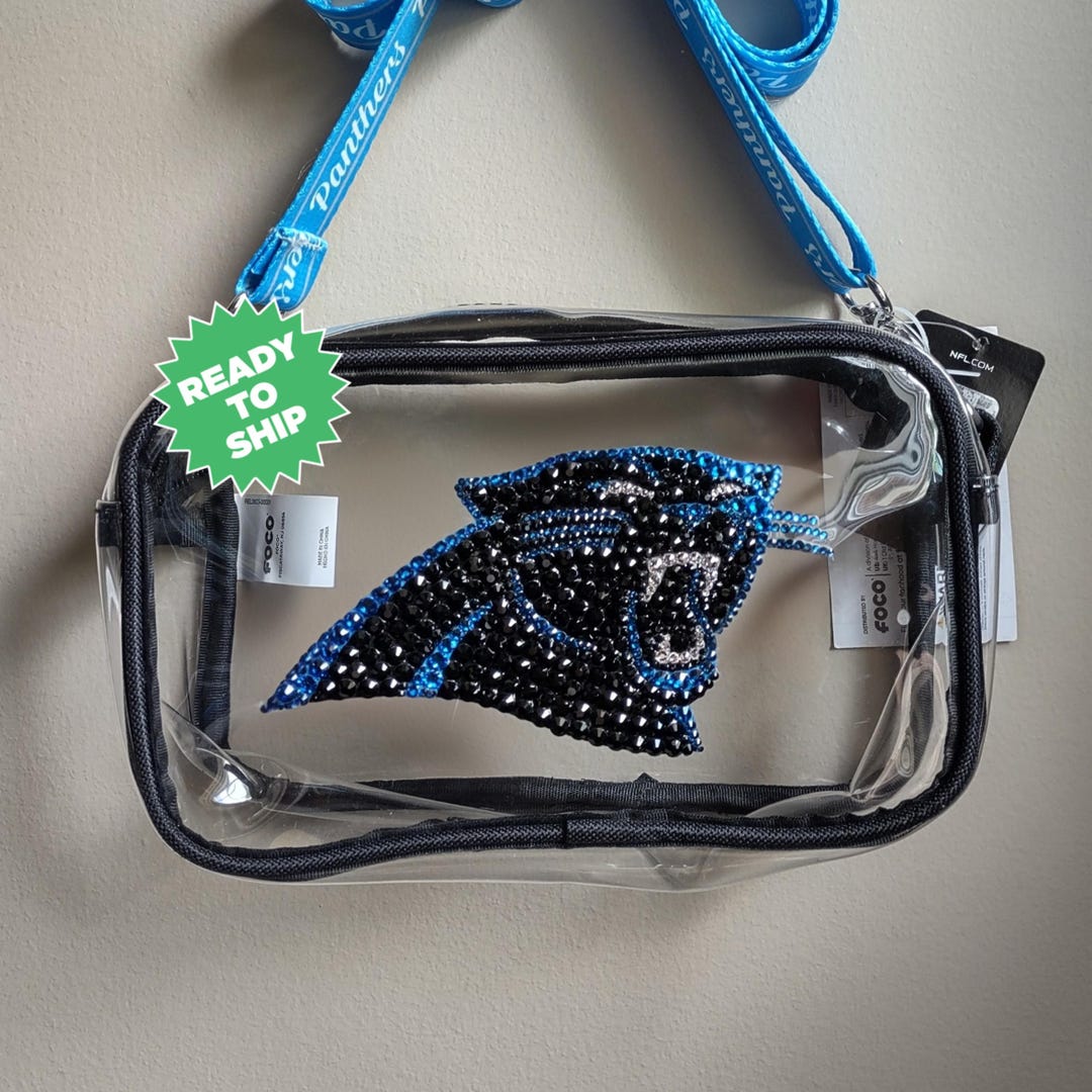 Bling Crystal Carolina Panthers Clear Crossbody Bag NFL Bling Bag Clear  Stadium Approved Bag Accented With Preciosa Maxima Crystals