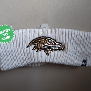 Baltimore Ravens‎ Gold Beanie design with Logo Gold Rhinestones & White Stars Baltimore Ravens Beanies - Etsy main image 4