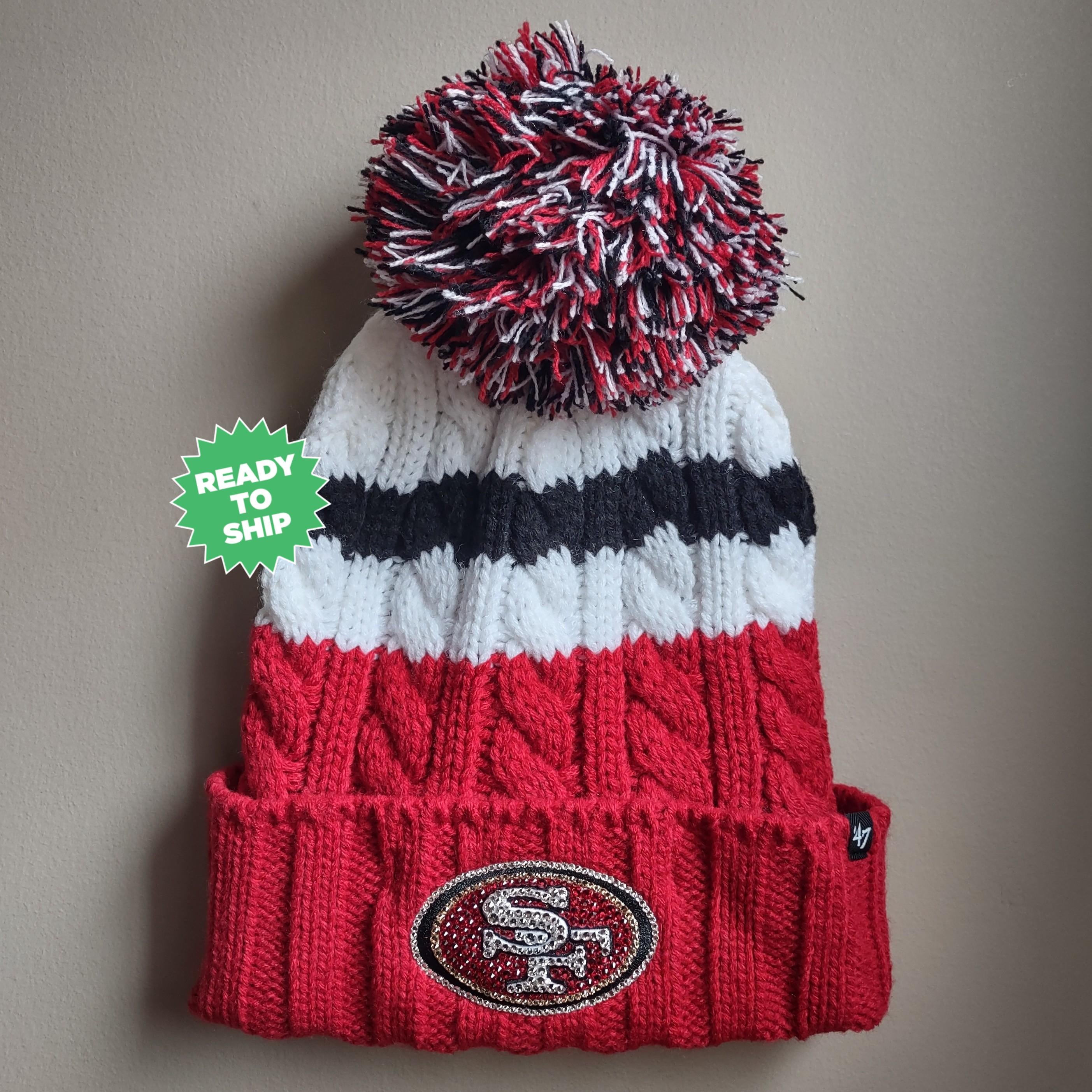 San Francisco 49ers‎ Red Beanie design with Logo, Rhinestones and pearls San Francisco 49ers Beanie main image 4