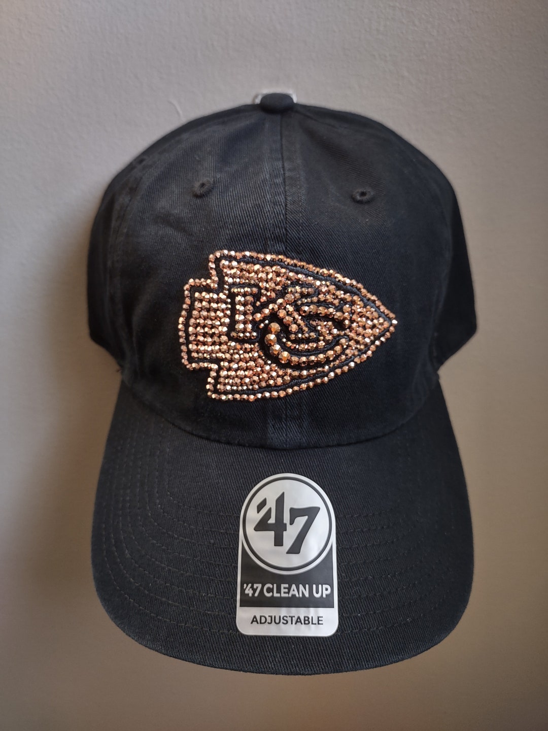 Bling Crystal Kansas City Chiefs Black & Rose Gold Adjustable Hat NFL