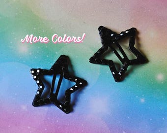 Bling Star Hair Snap Clip | Black Hair Clips | Y2K Hair Accessories | Rhinestone Hair Barrette | Accented With Preciosa Maxima Crystals