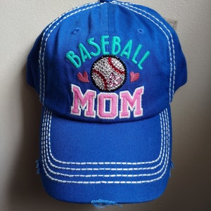 Bling Crystal Baseball Mom Adjustable Royal Blue Hat | Baseball Bling Hat | Accented With Preciosa Maxima Crystals