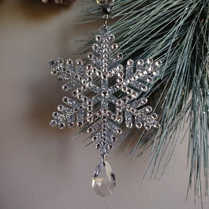 Bling Crystal Snowflake Ornament | Silver Glitter Resin Snowflake Style 1 | Accented With Preciosa Maxima Crystals