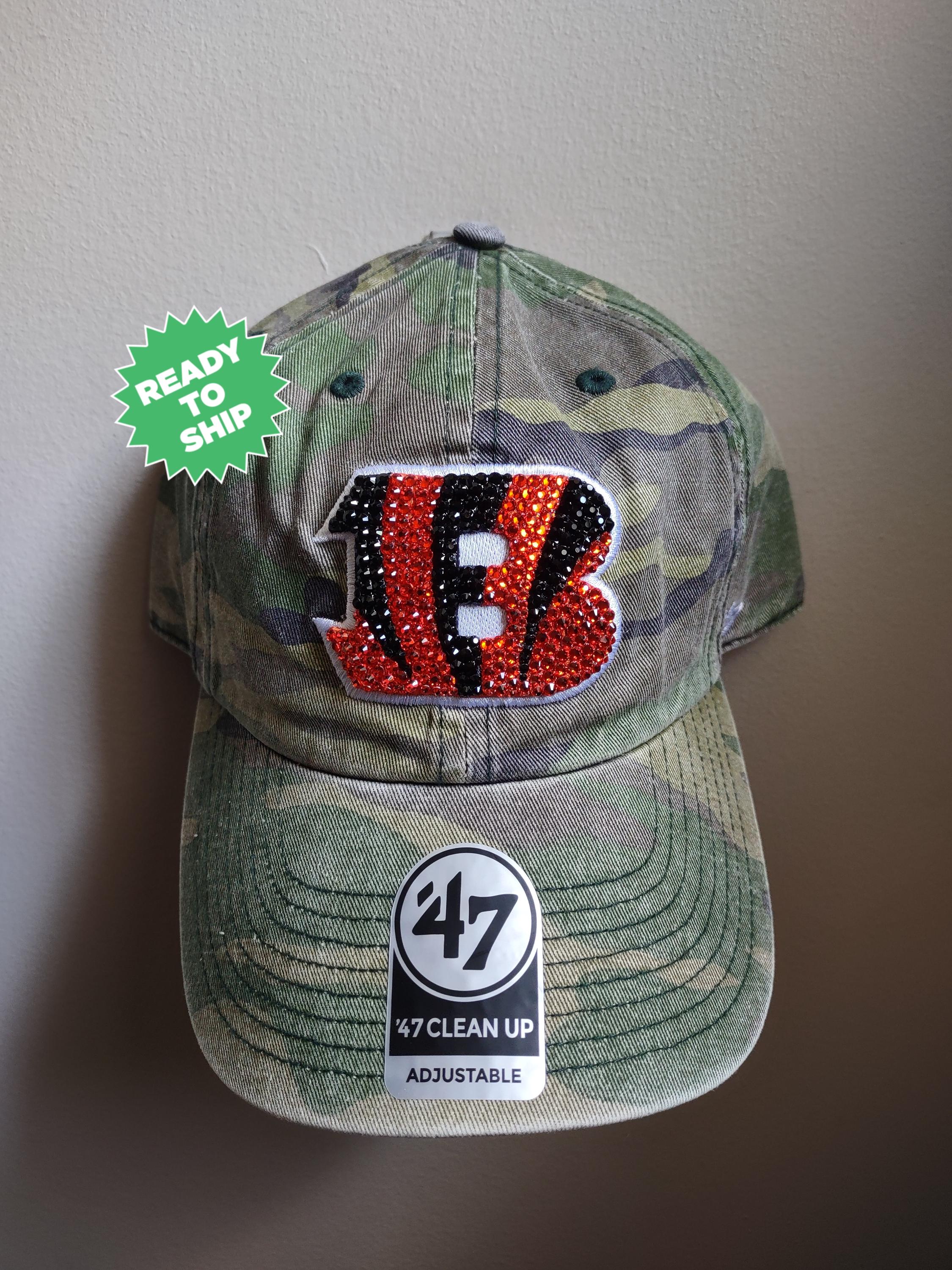 Bling Crystal Cincinnati Bengals Camo Adjustable Hat | NFL  display picture 2