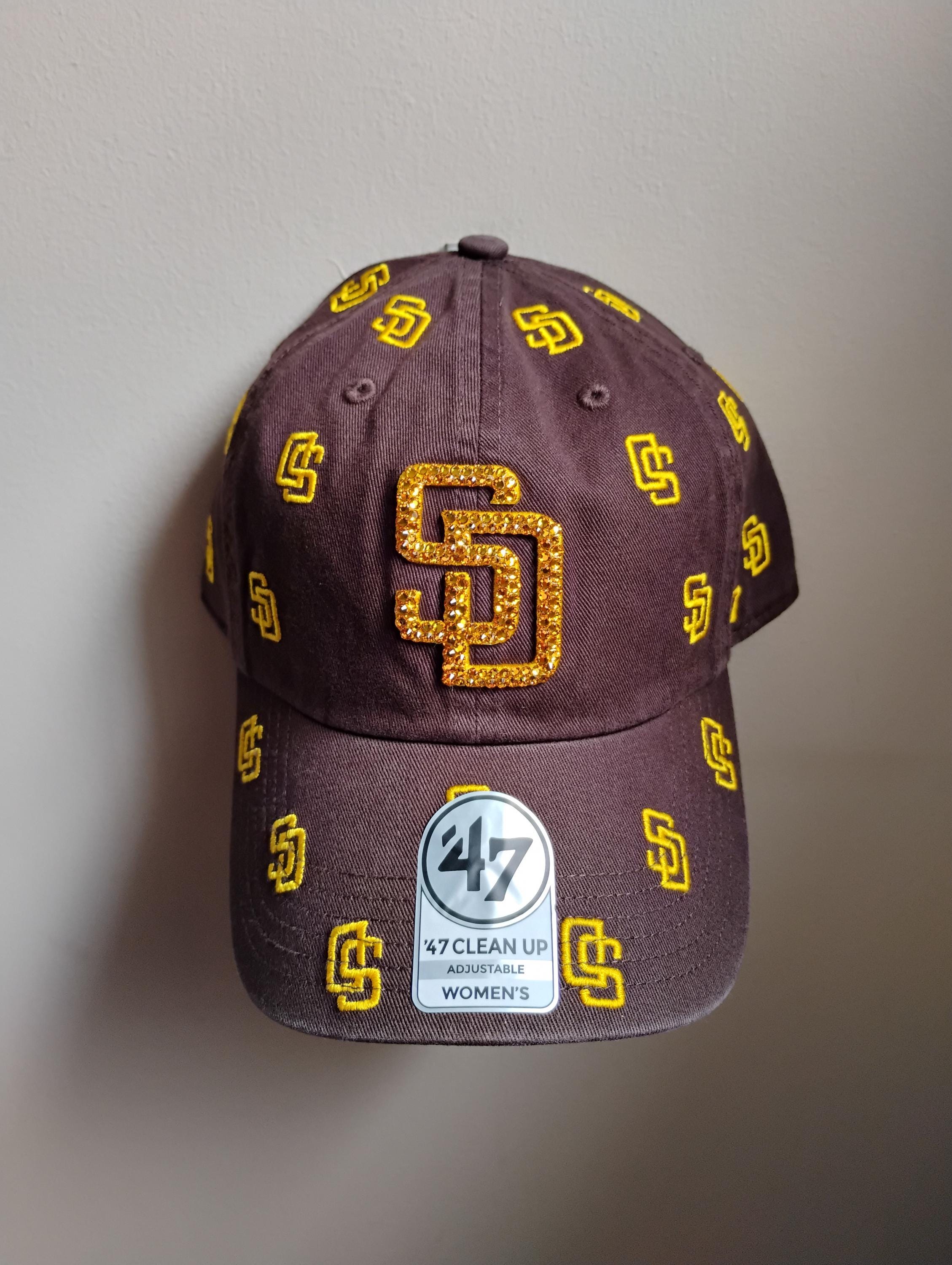 Bling Crystal San Diego Padres Confetti Brown Adjustable Hat  display picture 2