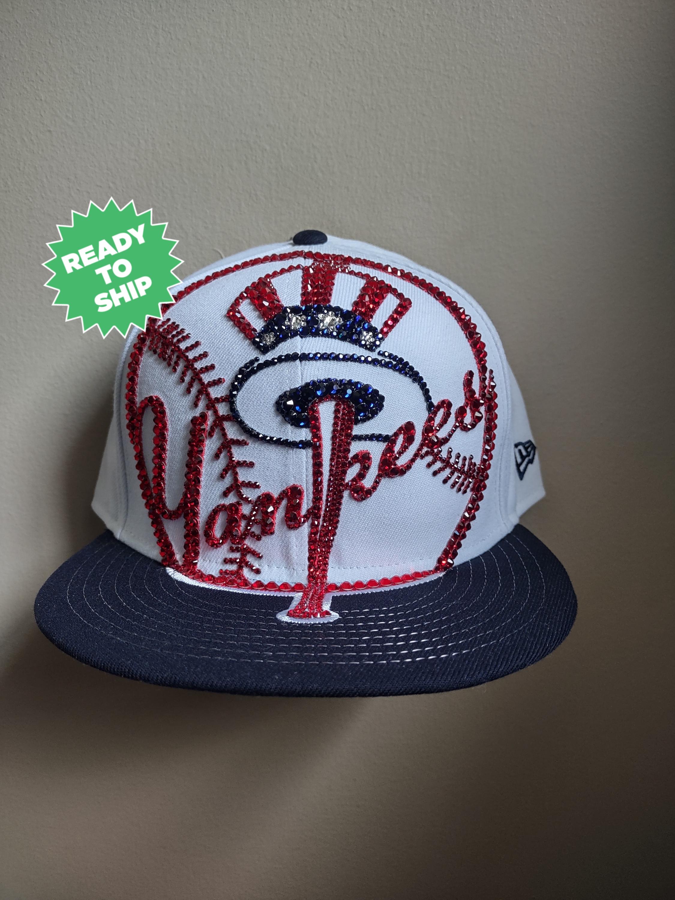 Bling Crystal New York Yankees Oversized Logo Flat Bill
