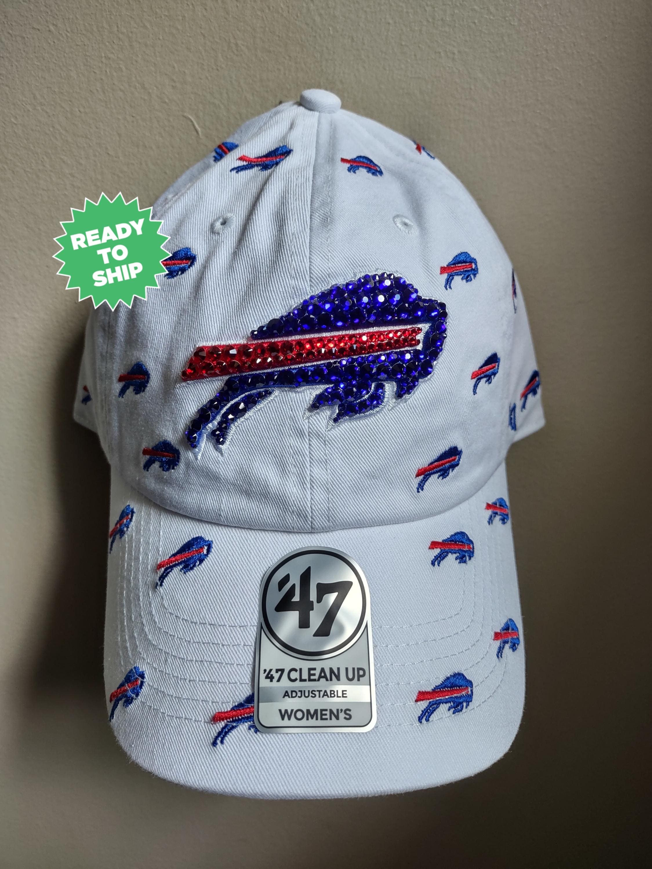 Bling Crystal Buffalo Bills Confetti White Adjustable Hat  display picture 3