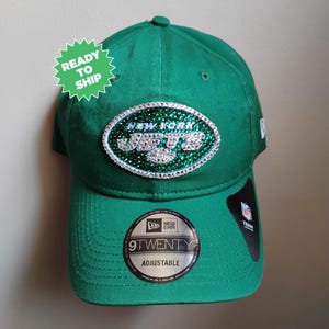 Bling Crystal New York Jets Green Adjustable Hat | NFL Bling Hat | Accented With Preciosa Maxima Crystals