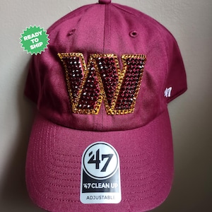 Bling Crystal Washington Commanders Maroon Adjustable Hat | NFL Football Bling Hat | Accented With Preciosa Maxima Crystals
