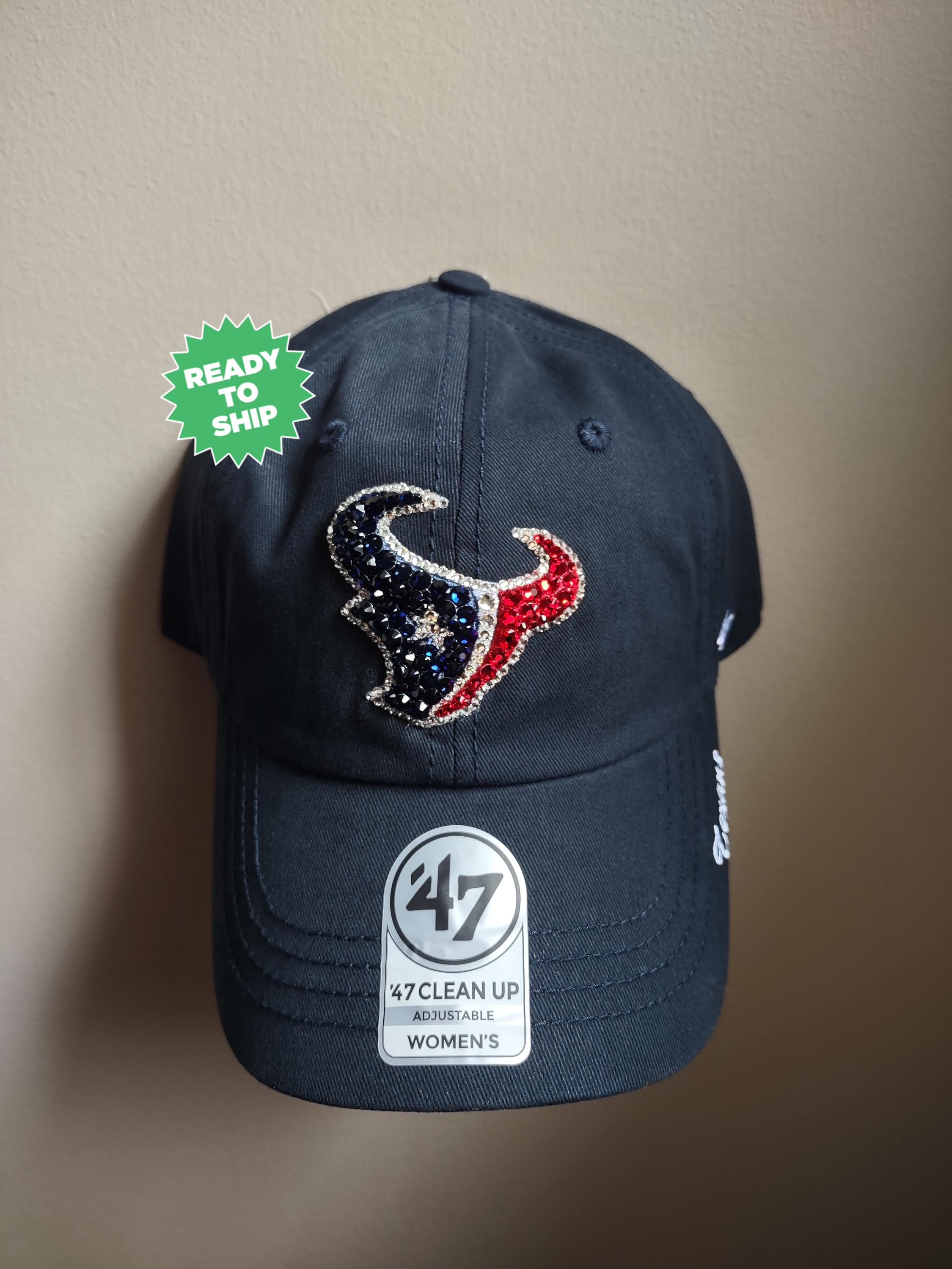 Bling Crystal Houston Texans Navy Blue Adjustable Hat | NFL  display picture 2