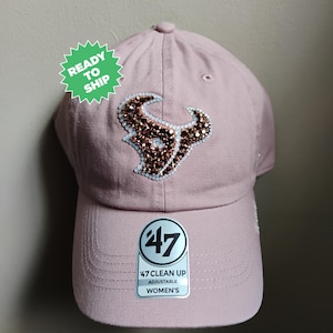 Bling Crystal Houston Texans Blush Pink & Rose Gold Adjustable Hat | NFL Football Bling Hat | Accented With Preciosa Maxima Crystals
