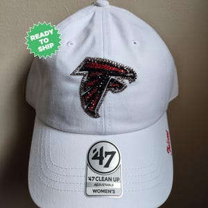 Bling Crystal Atlanta Falcons White Adjustable Hat | NFL Bling Hat | Accented With Preciosa Maxima Crystals