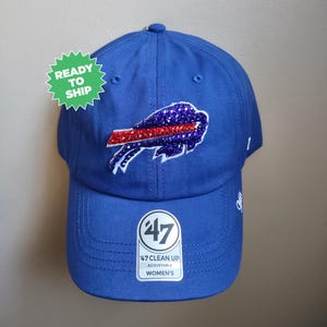 Bling Crystal Buffalo Bills Blue Adjustable Hat | NFL Football Bling Hat | Accented With Preciosa Maxima Crystals
