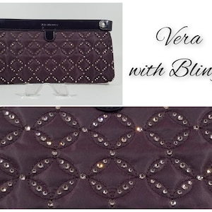 Bling Crystal Vera Bradley Midnight Clutch In Wine Accented With Swarovski Crystals