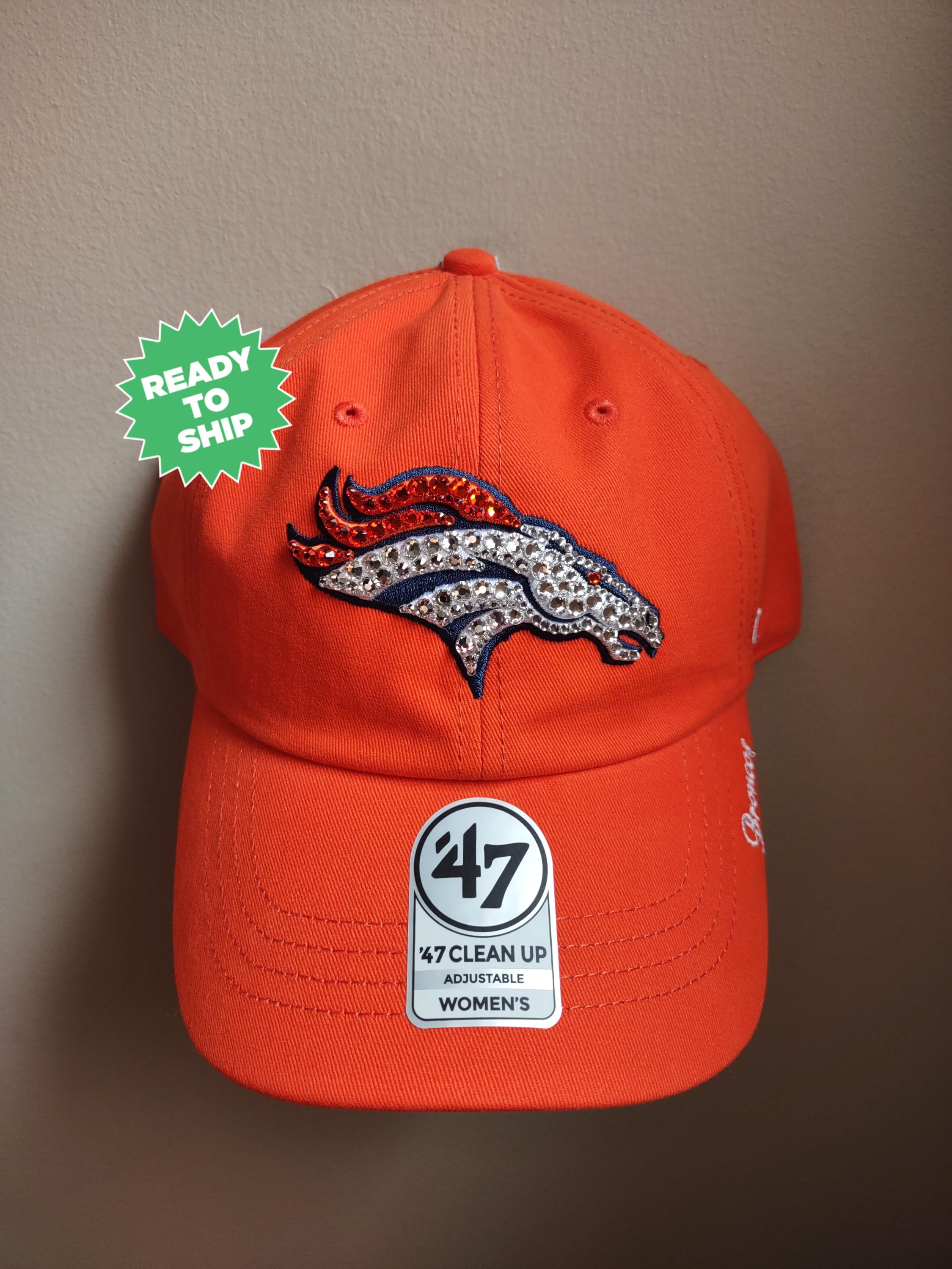 Bling Crystal Denver Broncos Orange Adjustable Hat | NFL  display picture 1