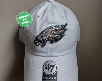 New Bling Philadelphia Eagles Swarovski Hat (Grey) Bling Crystal Philadelphia Eagles Gray Adjustable Hat | NFL  main image 3