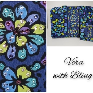 Bling Crystal Vera Bradley Indigo Pop Caroline Satchel acentuado con cristales Swarovski