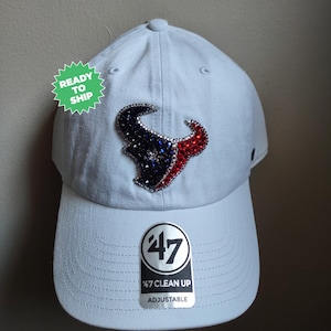 Bling Crystal Houston Texans White Adjustable Hat | NFL Football Bling Hat | Accented With Preciosa Maxima Crystals