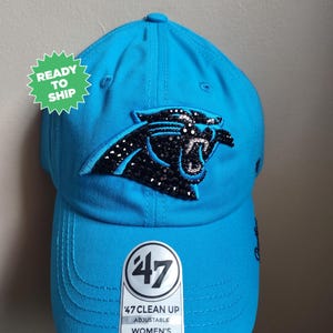 Bling Crystal Carolina Panthers Blue Adjustable Hat | NFL Football Bling Hat | Accented With Preciosa Maxima Crystals