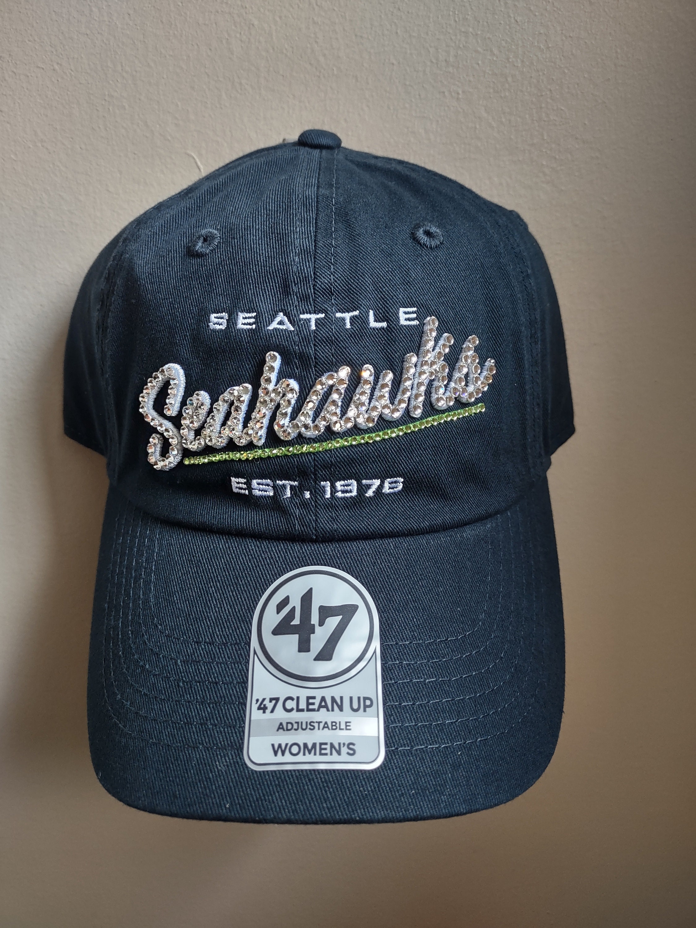 Bling Crystal Seattle Seahawks Script Navy Blue Adjustable  display picture 1