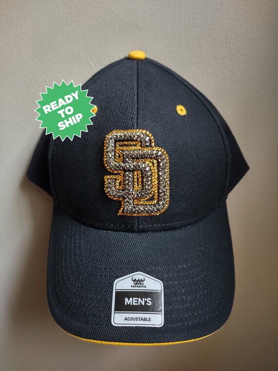 San Diego Padres WOMENS Bling Swarovski New Era Adjustable Hat Cap Brand New San Diego Padres Bling Hat :mint Green Hand-jeweled  main image 3